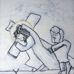 <br>V. Simon de Sirène aide Jésus <br> à porter sa croix.<br><br>