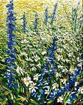 Bertrand Tremblay, Composition florale naturelle de vipérines et de marguerites, huile sur toile,  2001 © Bertrand Tremblay, 2001