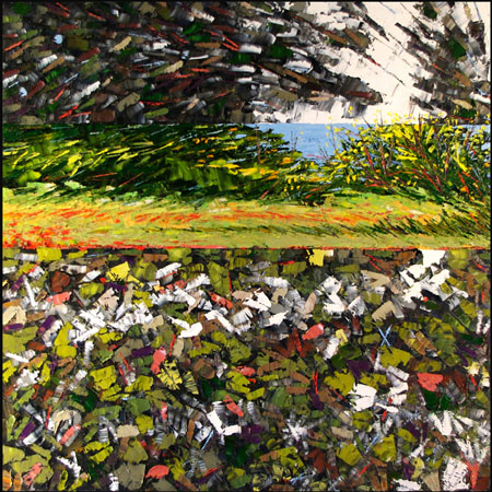Bertrand Tremblay - oeuvre "Terre que jeffleure", huile sur toile, 40"x40", 2011